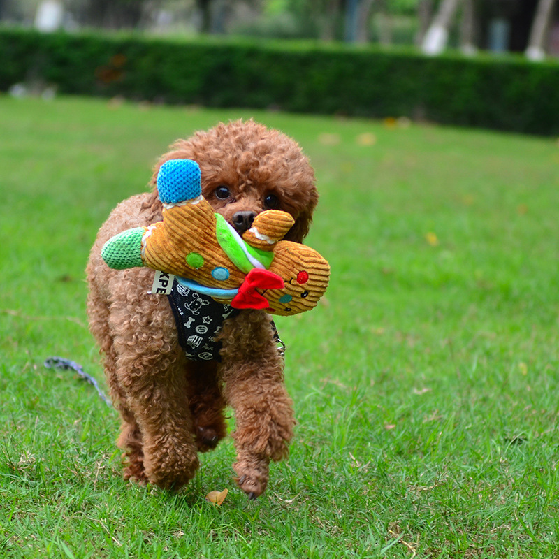 Squeaky Plush Gingerbread Man Dog Toy