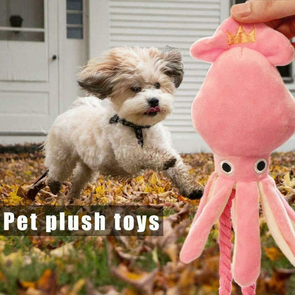 Squeaky Plush Squid Dog Toy