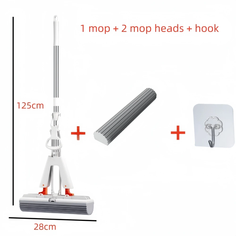 Squeeze Self-Draining Rubber Cotton Mop No-Wash Lazy Flat Mop Reusable Sponge Household Floor Cleaning Tool Squeeze Self-Draining Rubber Cotton Mop No-Wash Lazy Flat Mop Reusable Sponge Household Floor Cleaning Tool