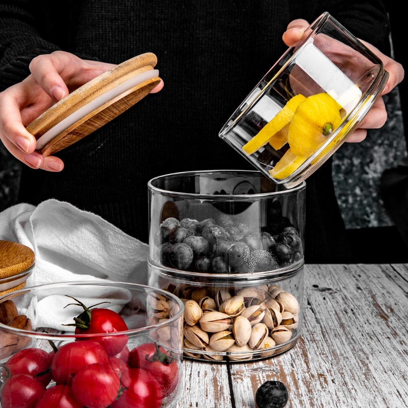 Stackable Glass Containers Moisture-proof Storage (3 pcs) Stackable Glass Containers Moisture-proof Storage (3 pcs)