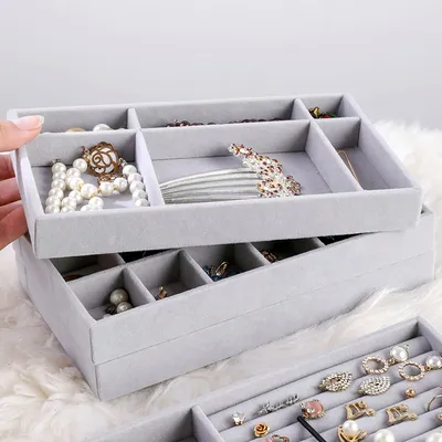 Stackable Jewelry Tray Velvet Organizer