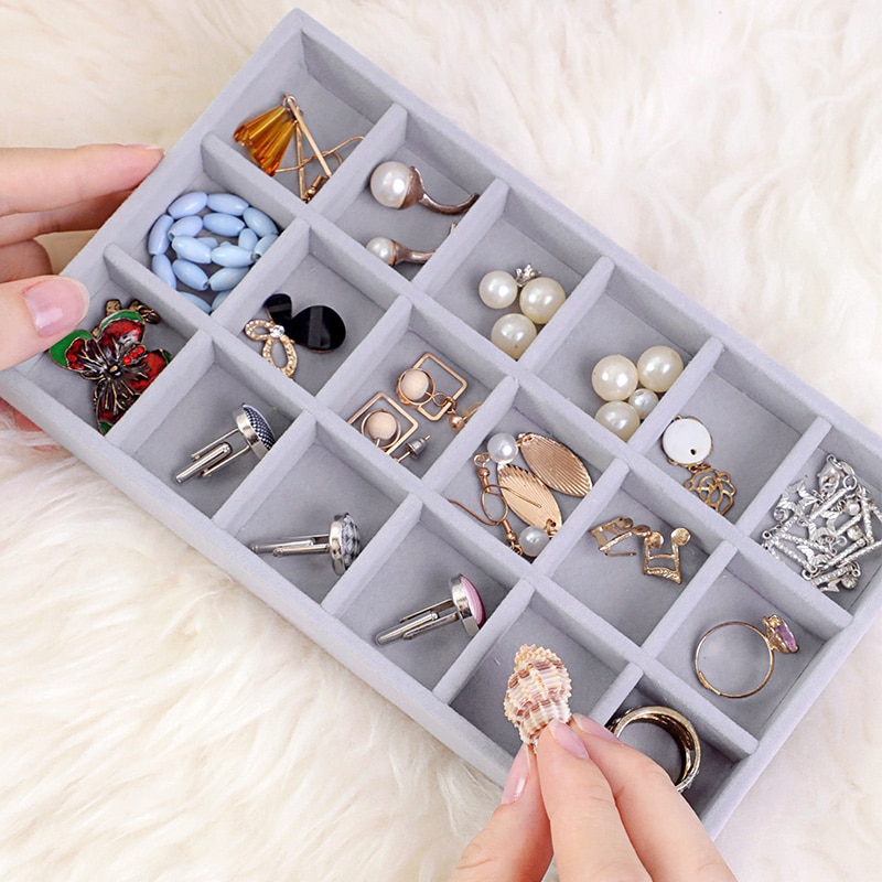Stackable Jewelry Tray Velvet Organizer