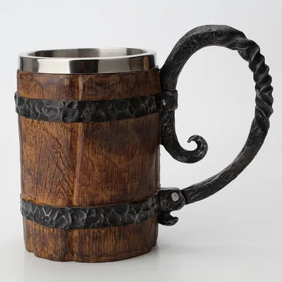 Stainless 650ml Wooden Barrel Mug