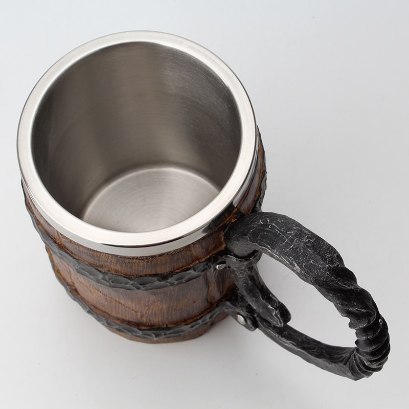 Stainless 650ml Wooden Barrel Mug
