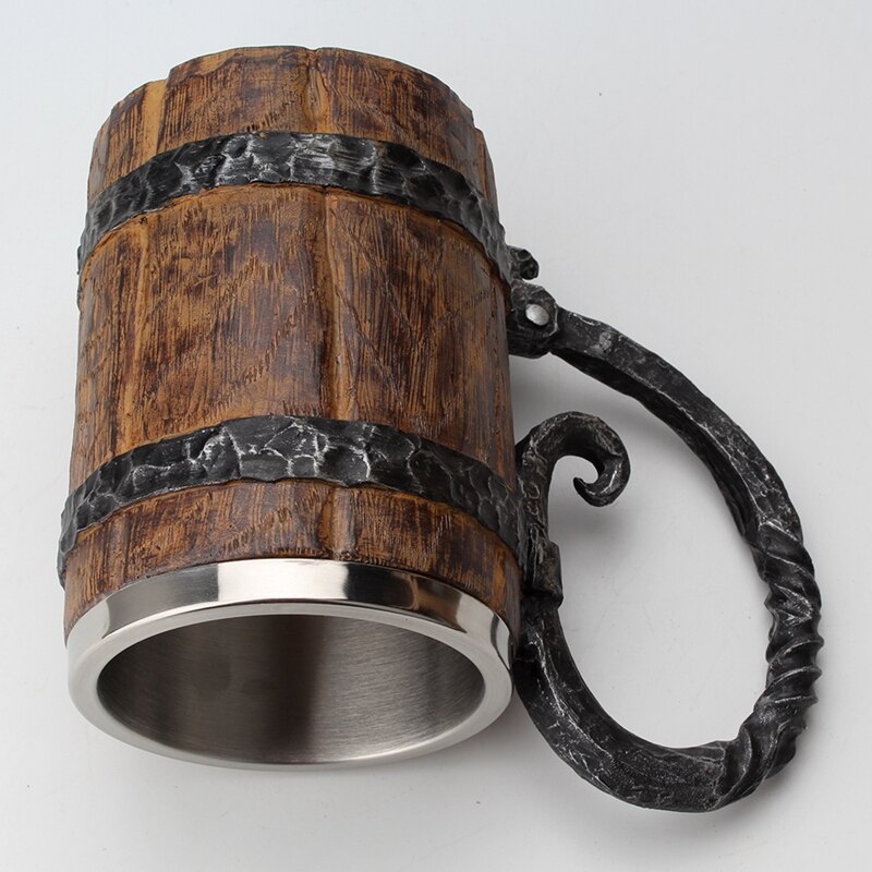 Stainless 650ml Wooden Barrel Mug