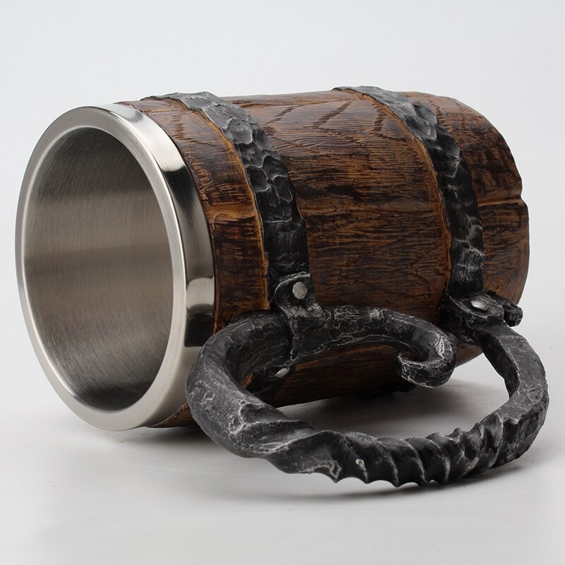 Stainless 650ml Wooden Barrel Mug