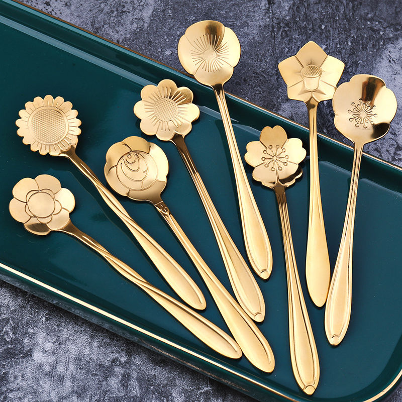 Stainless Flower Spoons Set (8pcs)
