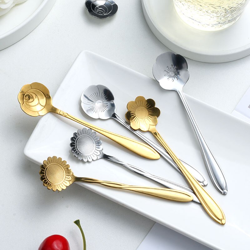 Stainless Flower Spoons Set (8pcs)