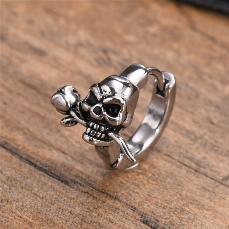 Stainless Gothic Skull Hoop Earrings Stainless Gothic Skull Hoop Earrings