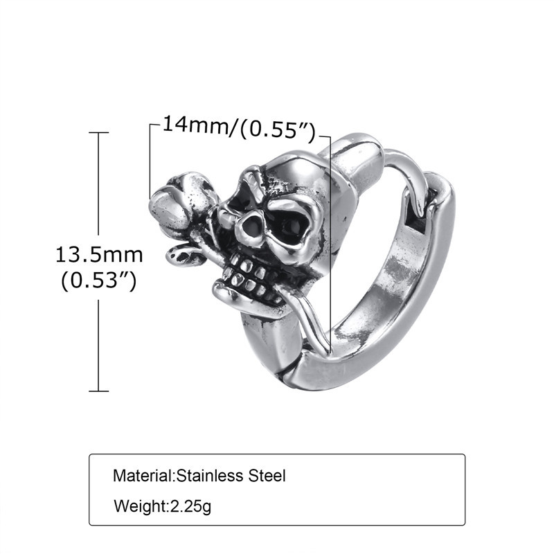Stainless Gothic Skull Hoop Earrings