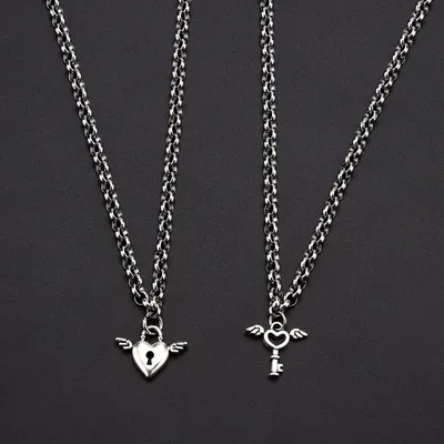 Stainless Lock And Key Couple Necklace (2 pcs)