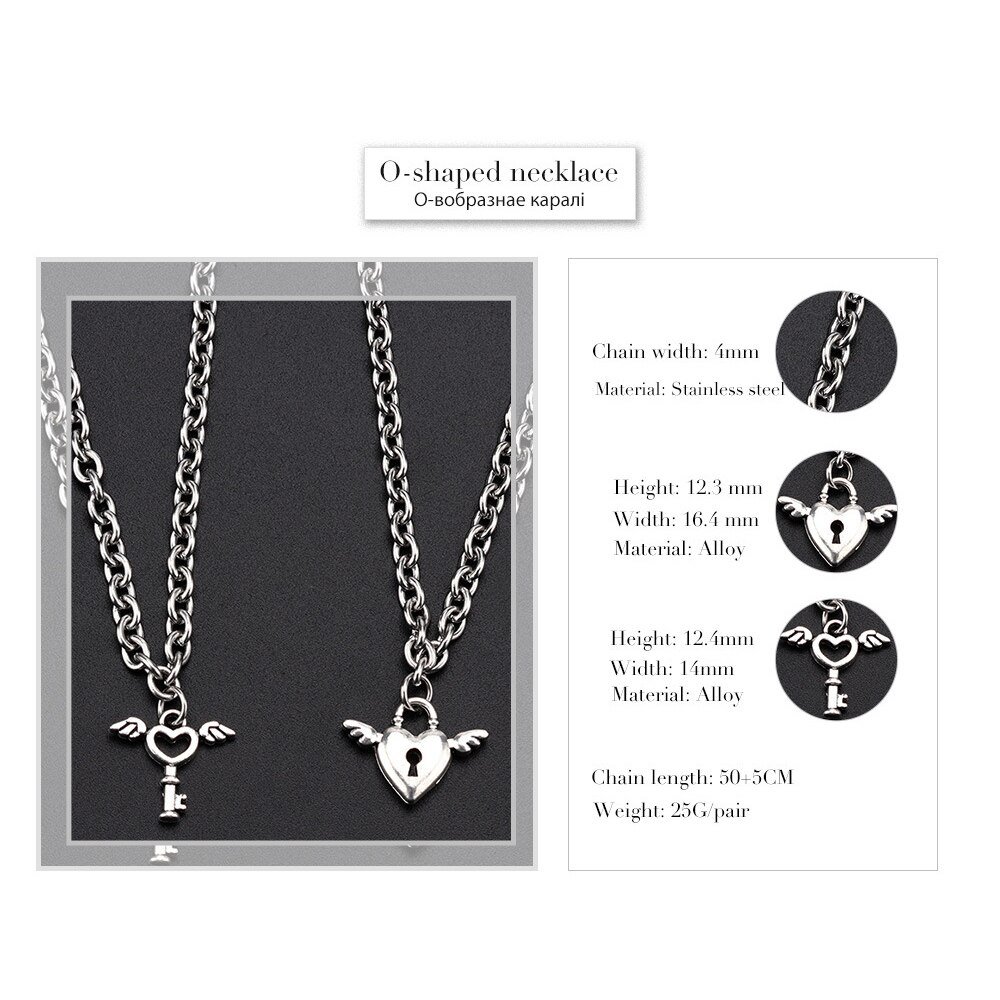 Stainless Lock And Key Couple Necklace (2 pcs)