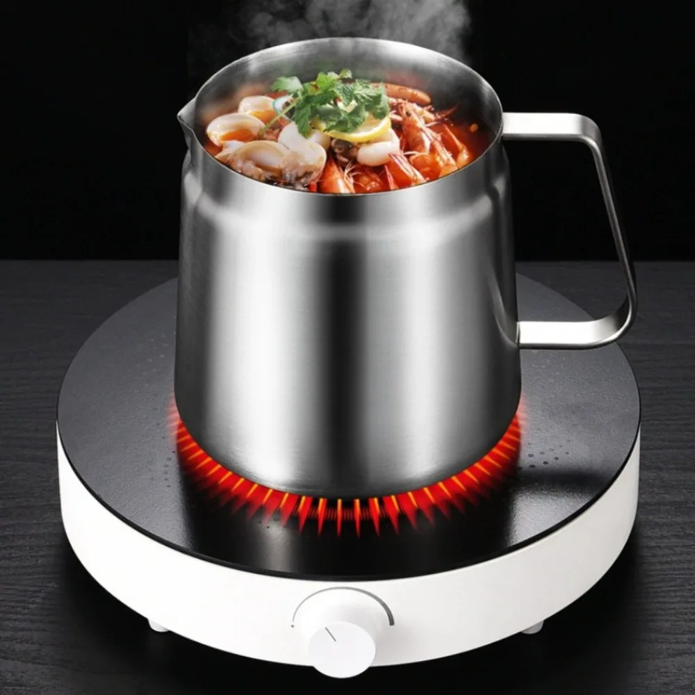 Stainless Steel 2L Deep Fryer Pot with Basket and Oil Strainer, 304 Stainless Steel Deep Frying Pot for French Fries Stainless Steel 2L Deep Fryer Pot with Basket and Oil Strainer, 304 Stainless Steel Deep Frying Pot for French Fries
