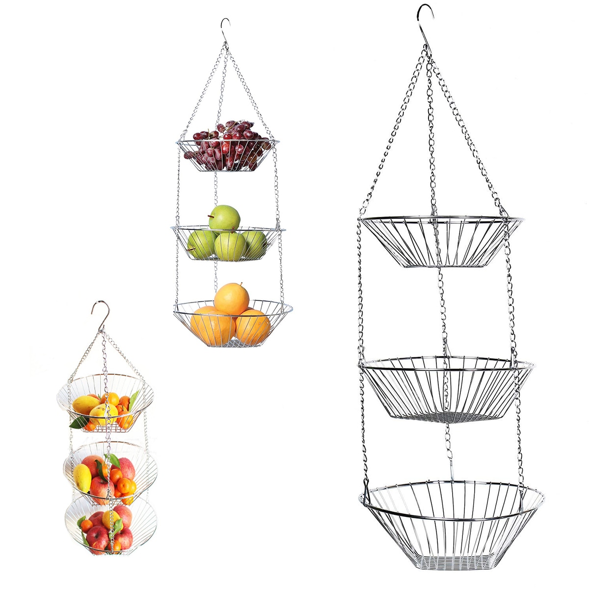 Stainless Steel 3 Tier Hanging Basket Stainless Steel 3 Tier Hanging Basket