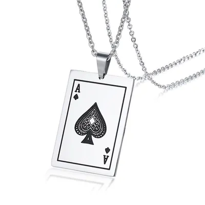 Stainless Steel Ace of Spades Necklace