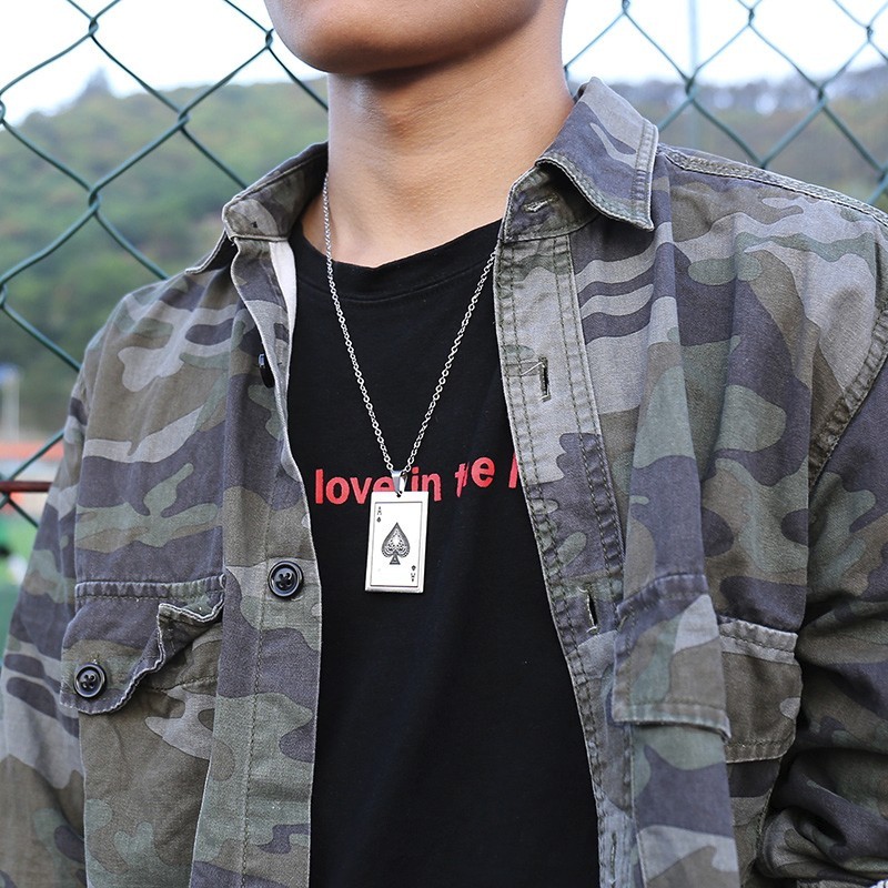 Stainless Steel Ace of Spades Necklace