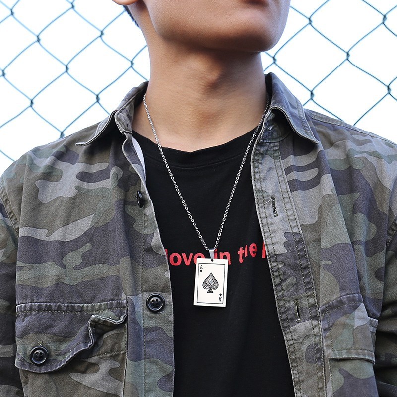 Stainless Steel Ace of Spades Necklace