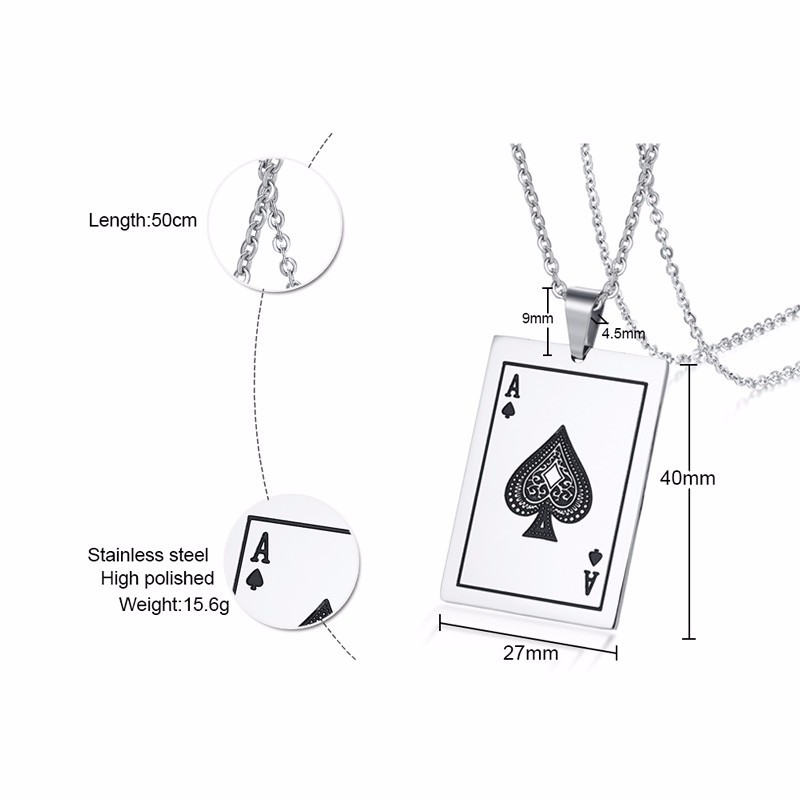 Stainless Steel Ace of Spades Necklace