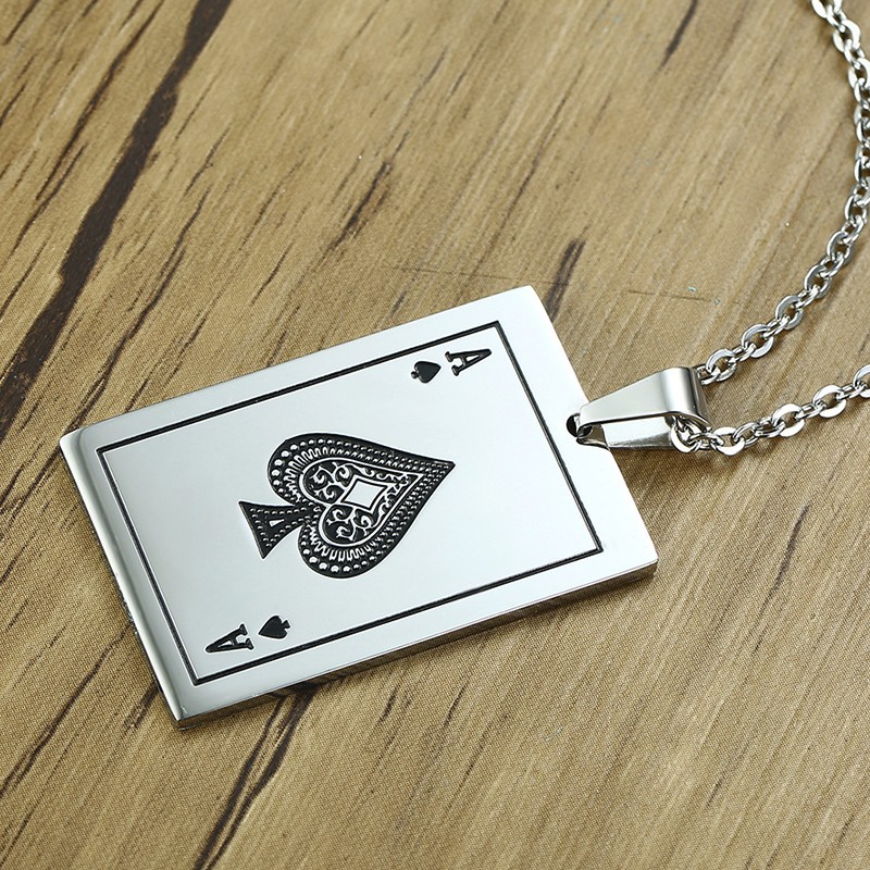 Stainless Steel Ace of Spades Necklace