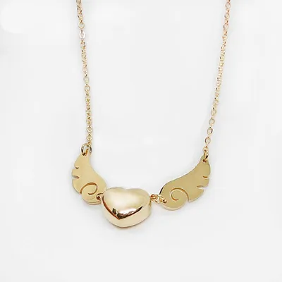 Stainless Steel Angel Wing Heart Necklace