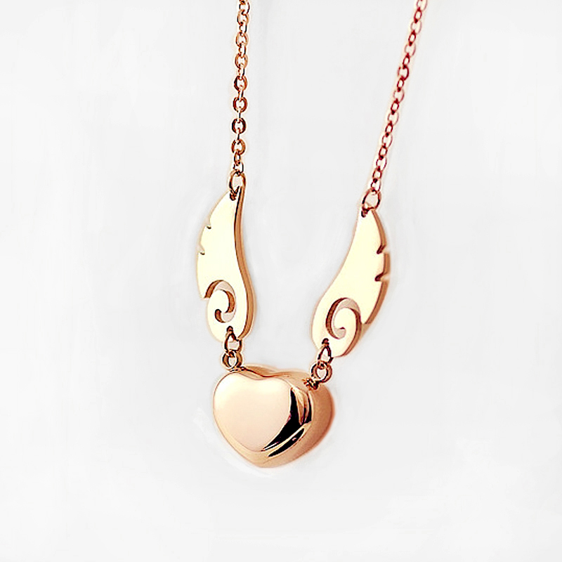 Stainless Steel Angel Wing Heart Necklace