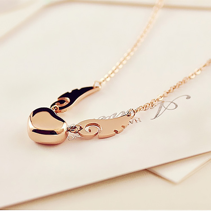 Stainless Steel Angel Wing Heart Necklace