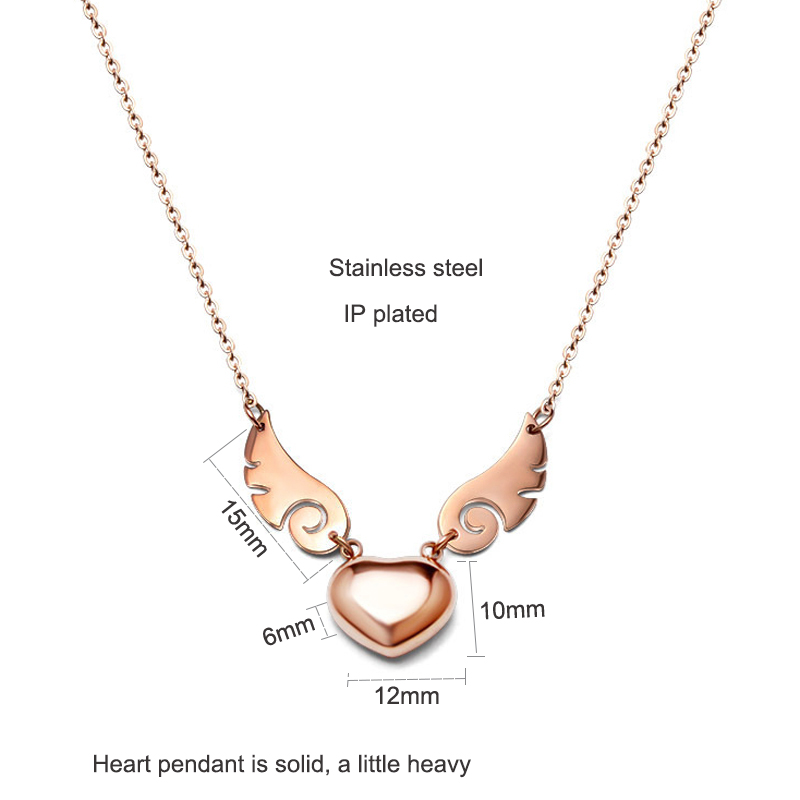 Stainless Steel Angel Wing Heart Necklace