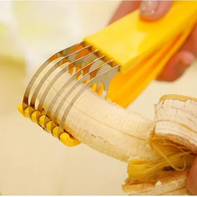 Stainless Steel Banana Cutter Fruit Vegetable Sausage Slicer Salad Sundaes Tools Cooking Tools Kitchen Accessories
