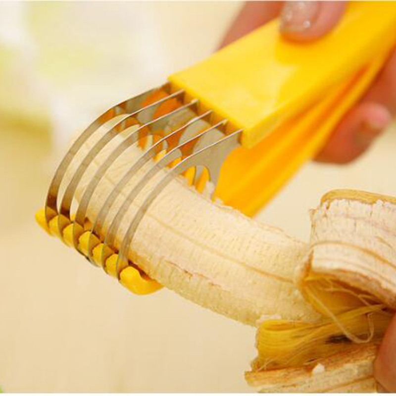 Stainless Steel Banana Cutter Fruit Vegetable Sausage Slicer Salad Sundaes Tools Cooking Tools Kitchen Accessories