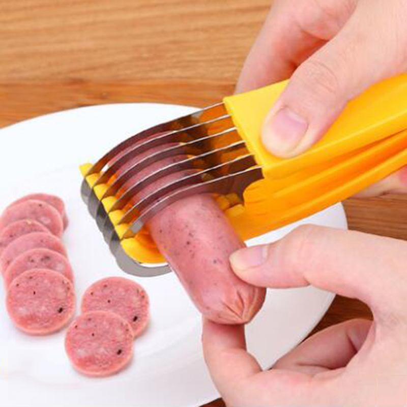 Stainless Steel Banana Cutter Fruit Vegetable Sausage Slicer Salad Sundaes Tools Cooking Tools Kitchen Accessories