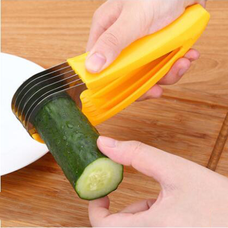 Stainless Steel Banana Cutter Fruit Vegetable Sausage Slicer Salad Sundaes Tools Cooking Tools Kitchen Accessories