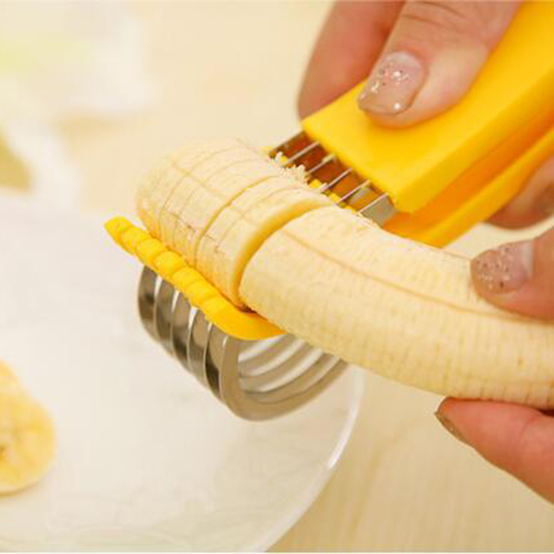 Stainless Steel Banana Cutter Fruit Vegetable Sausage Slicer Salad Sundaes Tools Cooking Tools Kitchen Accessories