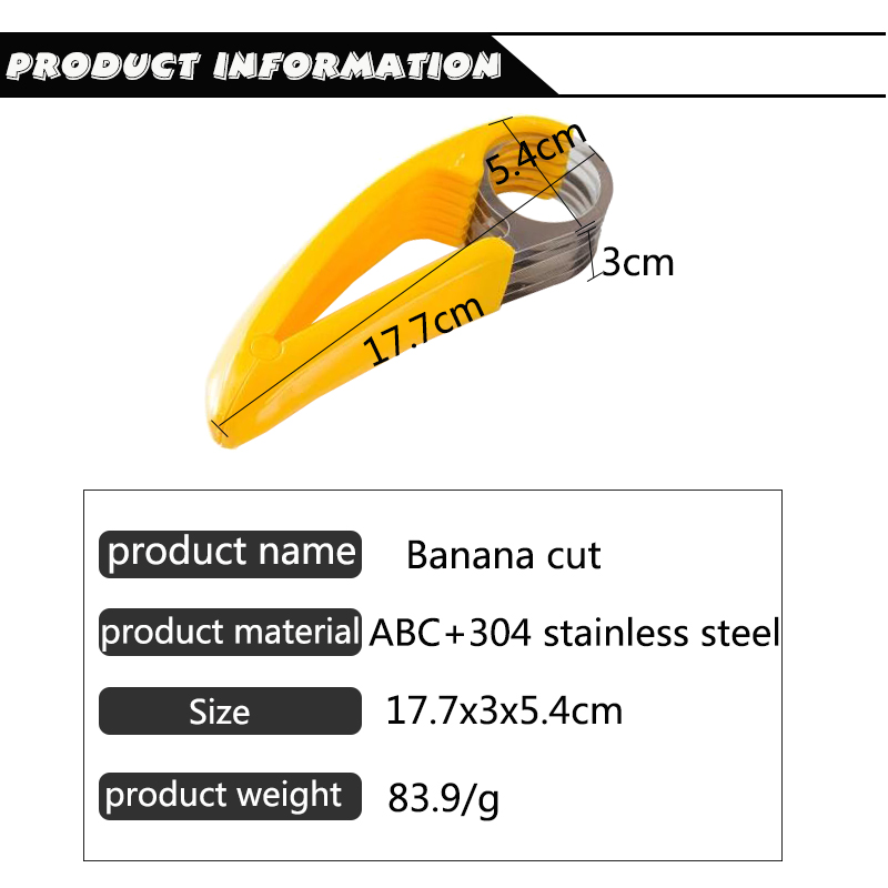 Stainless Steel Banana Cutter Fruit Vegetable Sausage Slicer Salad Sundaes Tools Cooking Tools Kitchen Accessories