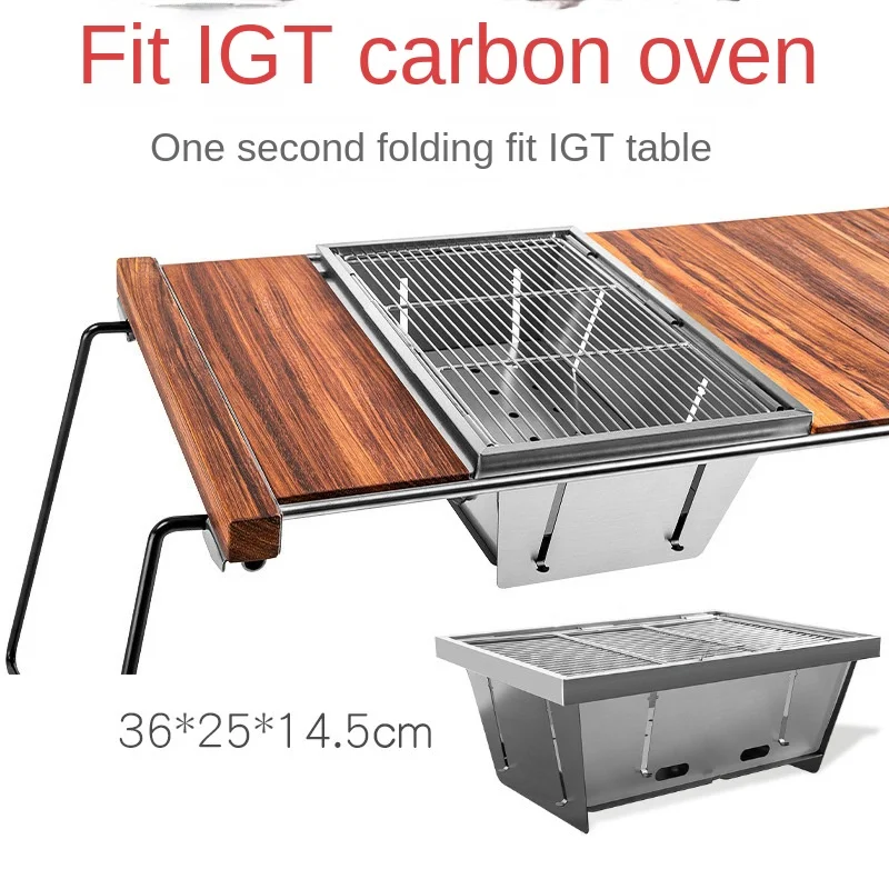 Stainless Steel Barbecue Grill Portable Outdoor Stove IGT Table Stove Folding Firewood Stove Barbecue Camping Stove