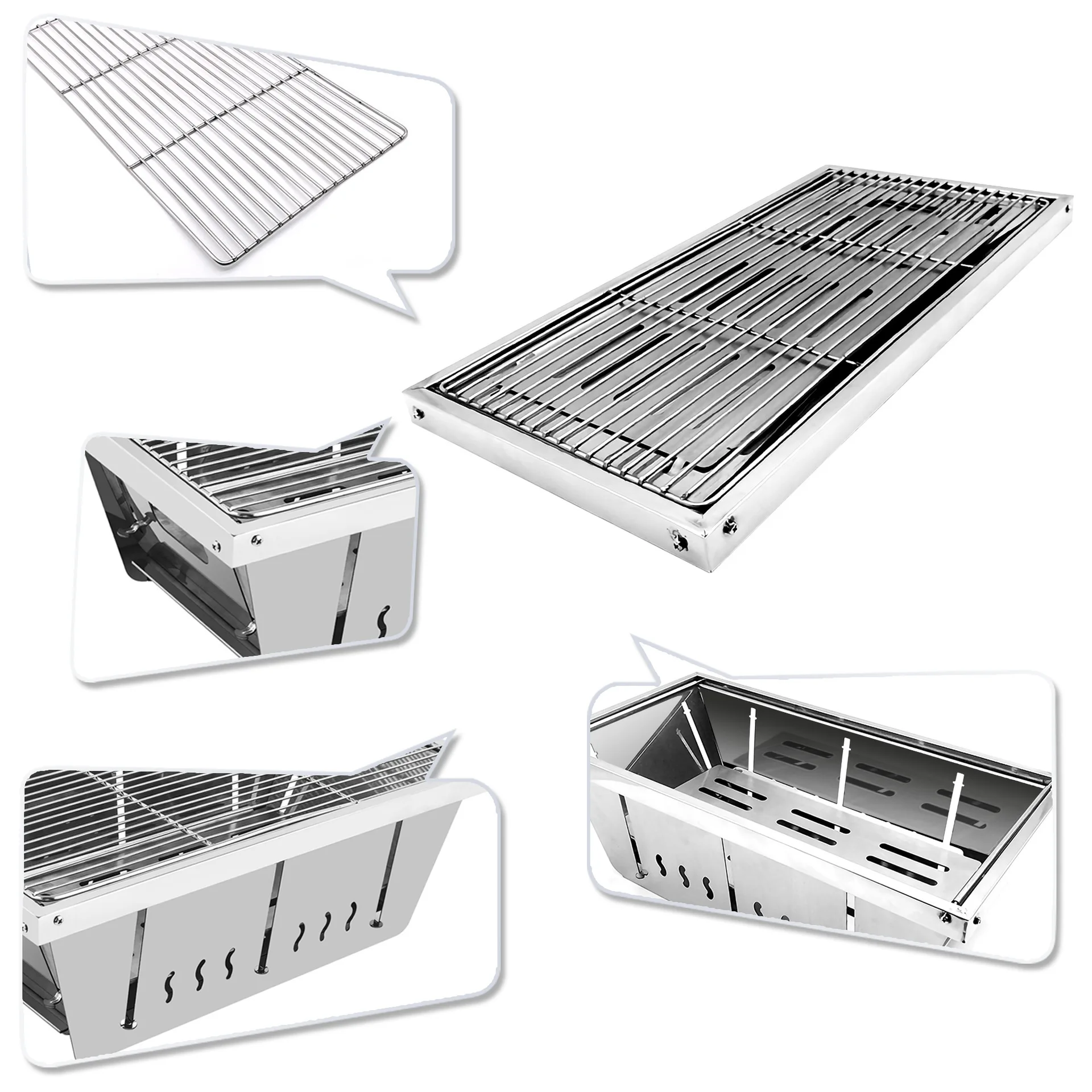 Stainless Steel Barbecue Grill Portable Outdoor Stove IGT Table Stove Folding Firewood Stove Barbecue Camping Stove