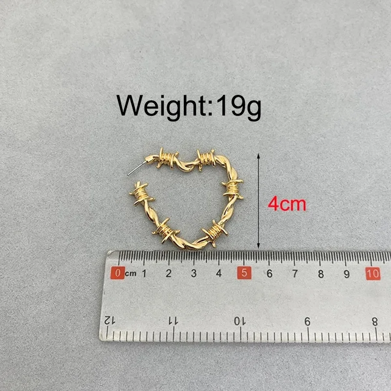 Stainless Steel Barbed Wire Heart Earrings