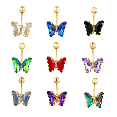 Stainless Steel Butterfly Navel Ring