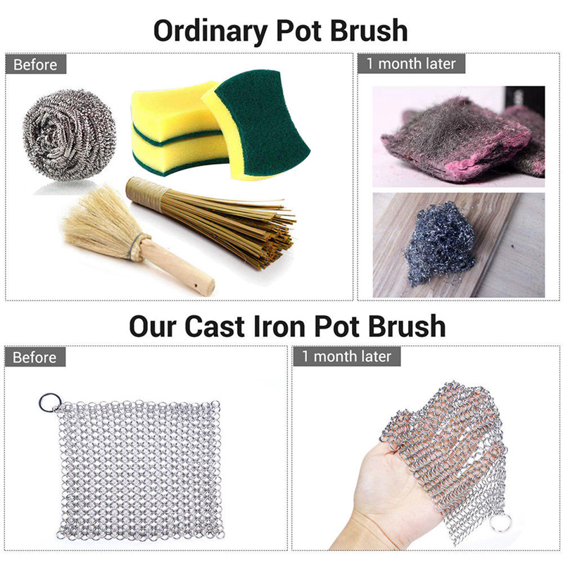 Stainless Steel Cast Iron Scrubber Chainmail Stainless Steel Cast Iron Scrubber Chainmail