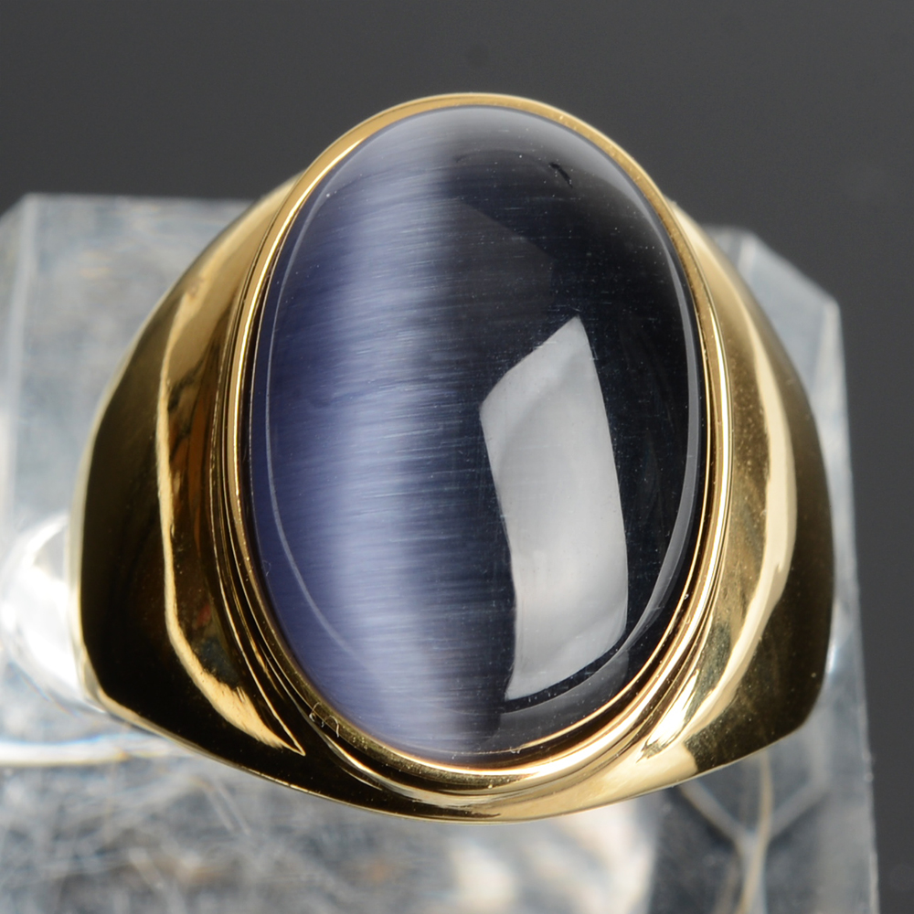 Stainless Steel Cats Eye Stone Ring