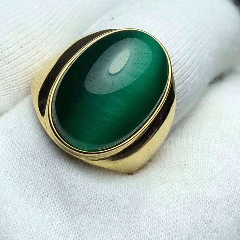 Stainless Steel Cats Eye Stone Ring
