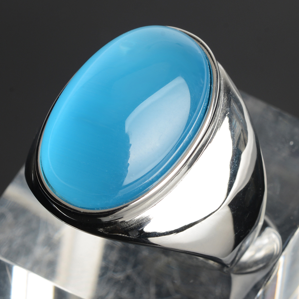 Stainless Steel Cats Eye Stone Ring