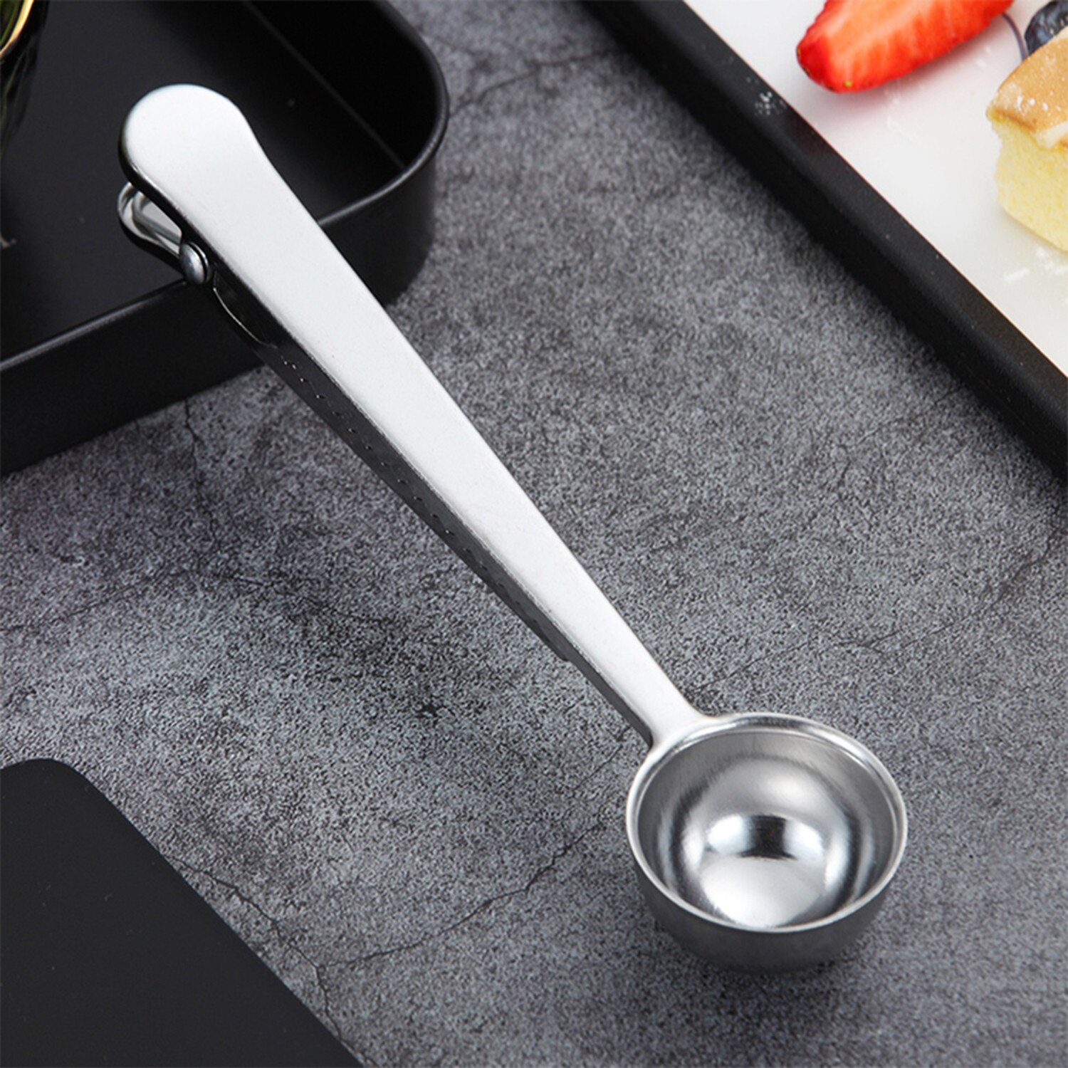 Stainless Steel Coffee Scoop and Clip Stainless Steel Coffee Scoop and Clip