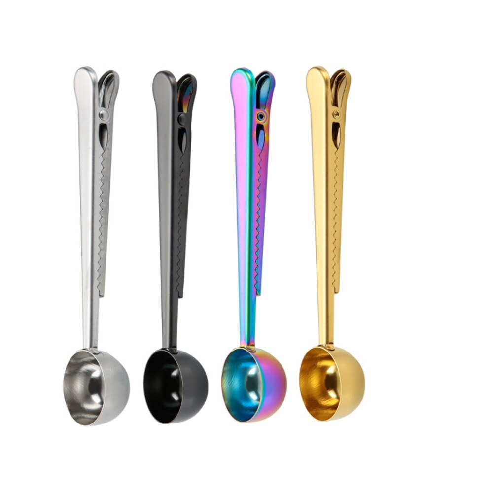 Stainless Steel Coffee Scoop and Clip Stainless Steel Coffee Scoop and Clip