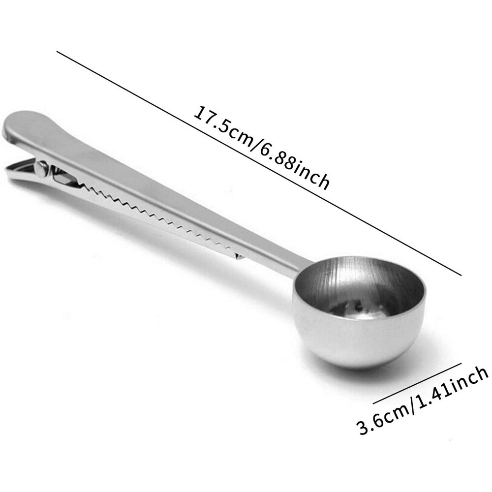 Stainless Steel Coffee Scoop and Clip Stainless Steel Coffee Scoop and Clip