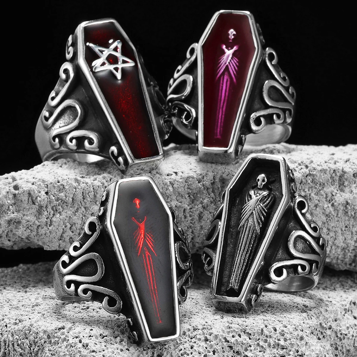 Stainless Steel Coffin Ring
