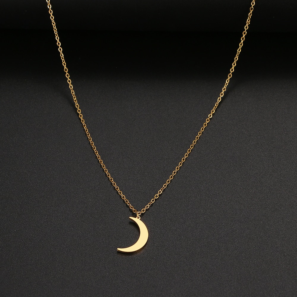 Stainless Steel Crescent Moon Pendant Necklace