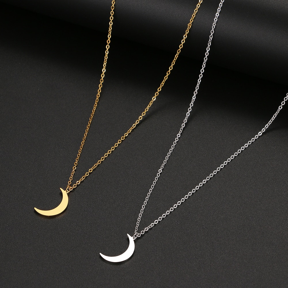 Stainless Steel Crescent Moon Pendant Necklace Stainless Steel Crescent Moon Pendant Necklace