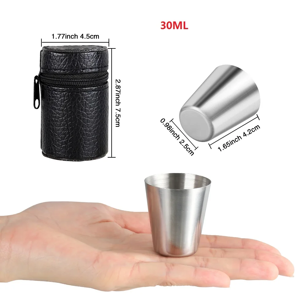 Stainless Steel Cups Set Outdoor Practical Travel Stainless Steel Cups Mini Set Glasses For Whisky Wine With Case Stainless Steel Cups Set Outdoor Practical Travel Stainless Steel Cups Mini Set Glasses For Whisky Wine With Case