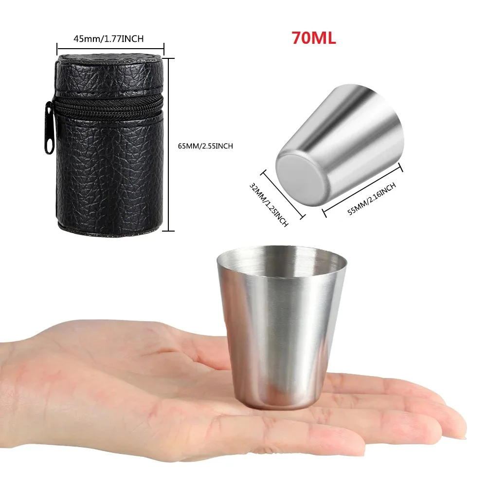 Stainless Steel Cups Set Outdoor Practical Travel Stainless Steel Cups Mini Set Glasses For Whisky Wine With Case Stainless Steel Cups Set Outdoor Practical Travel Stainless Steel Cups Mini Set Glasses For Whisky Wine With Case