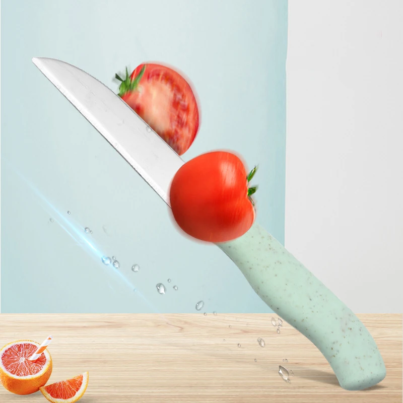 Stainless Steel Cutter Set Three Piece Set Wheat Straw Chopping Board Fruit Knife Peeler Combined Kitchen Tools